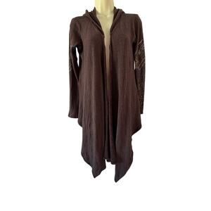 S-Twelve Vintage Y2K Hooded Cardigan Sweater Size Small Waterfall Embellished